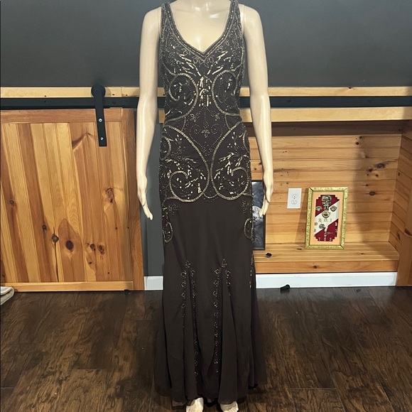 Mes Ami Dresses & Skirts - Chic Embellished Brown Maxi Dress